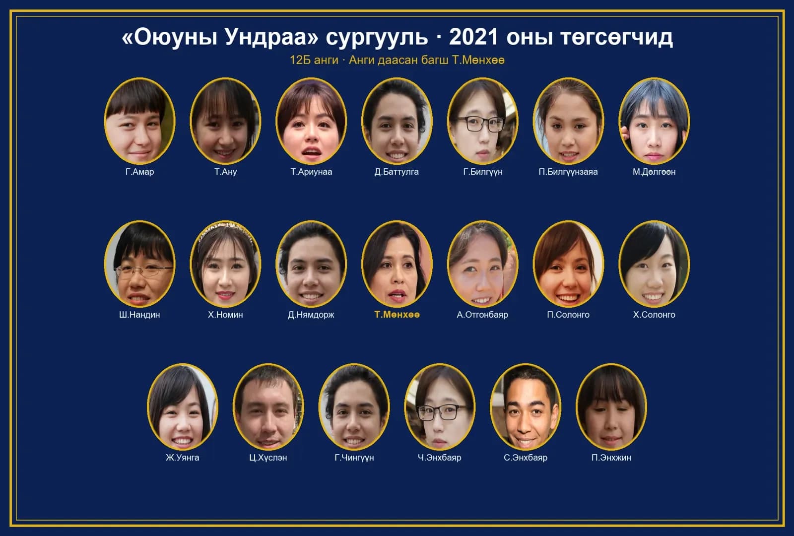 2021 оны 12Б ангийн төгсөлтийн зураг
