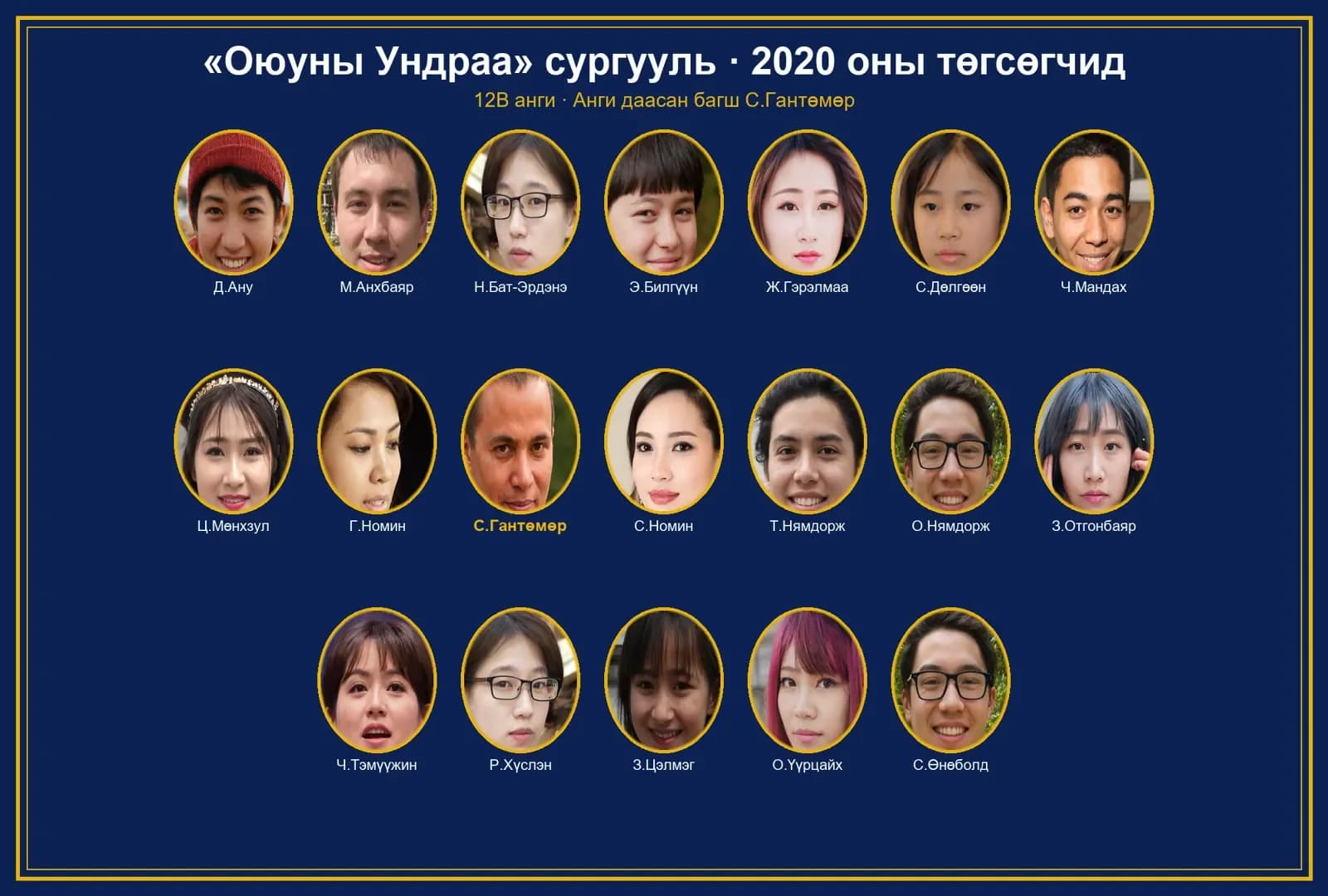 2020 оны 12В ангийн төгсөлтийн зураг