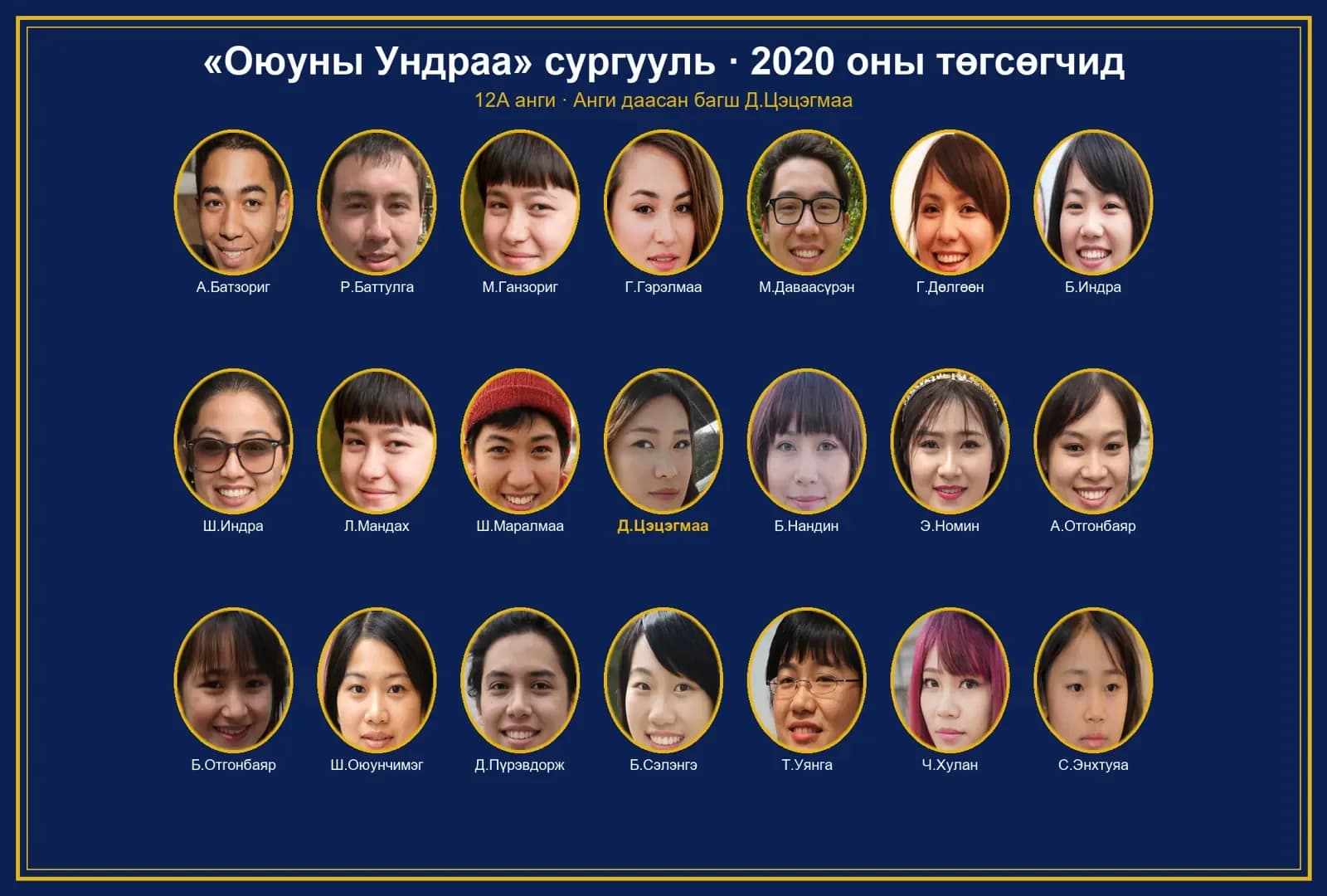 2020 оны 12А ангийн төгсөлтийн зураг