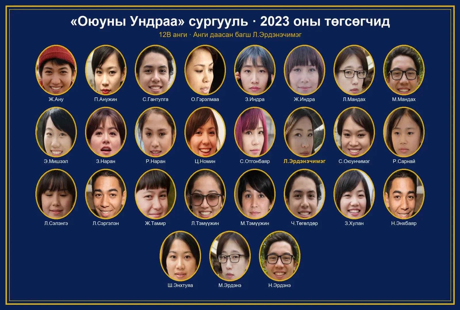 2023 оны 12В ангийн төгсөлтийн зураг