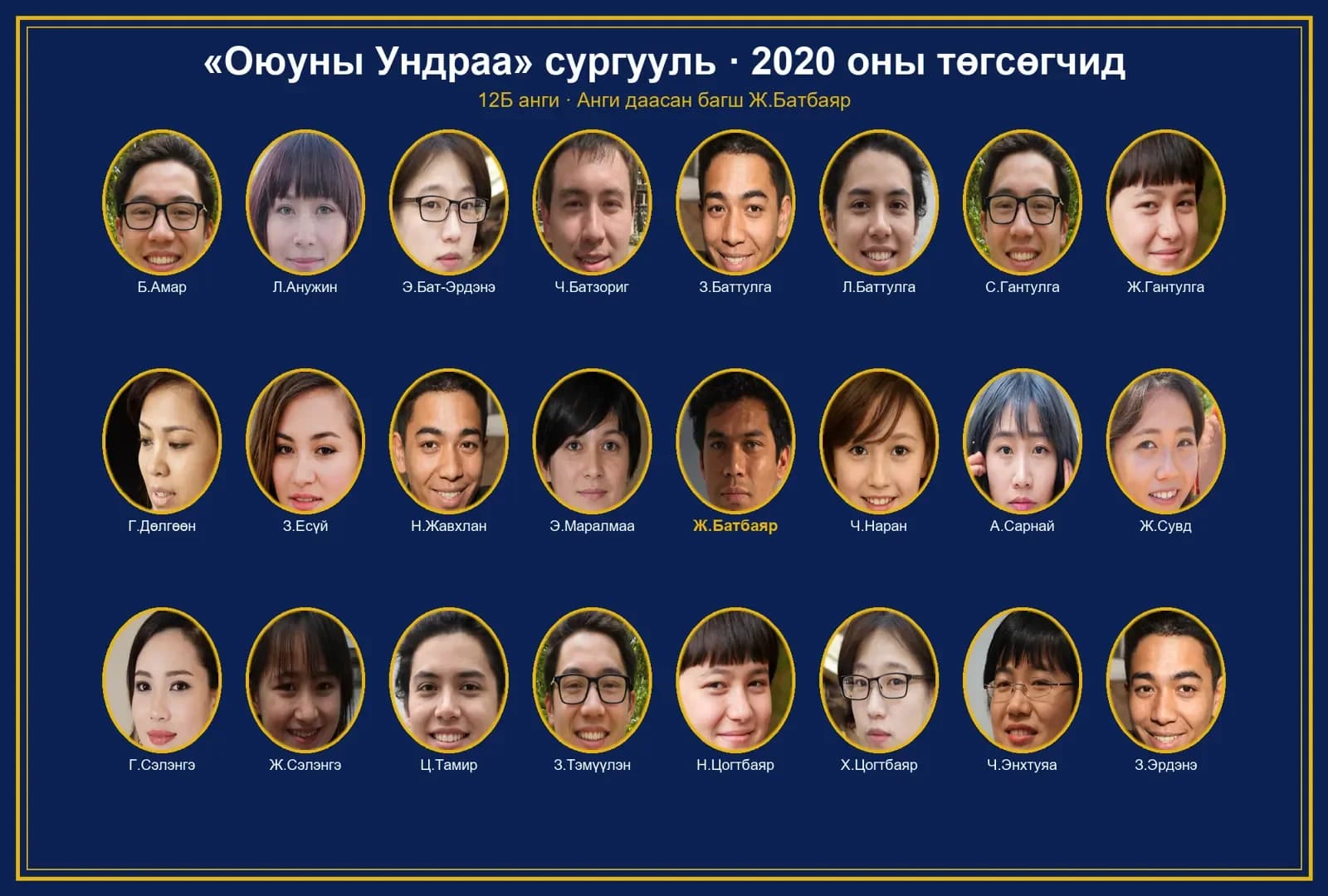 2020 оны 12Б ангийн төгсөлтийн зураг