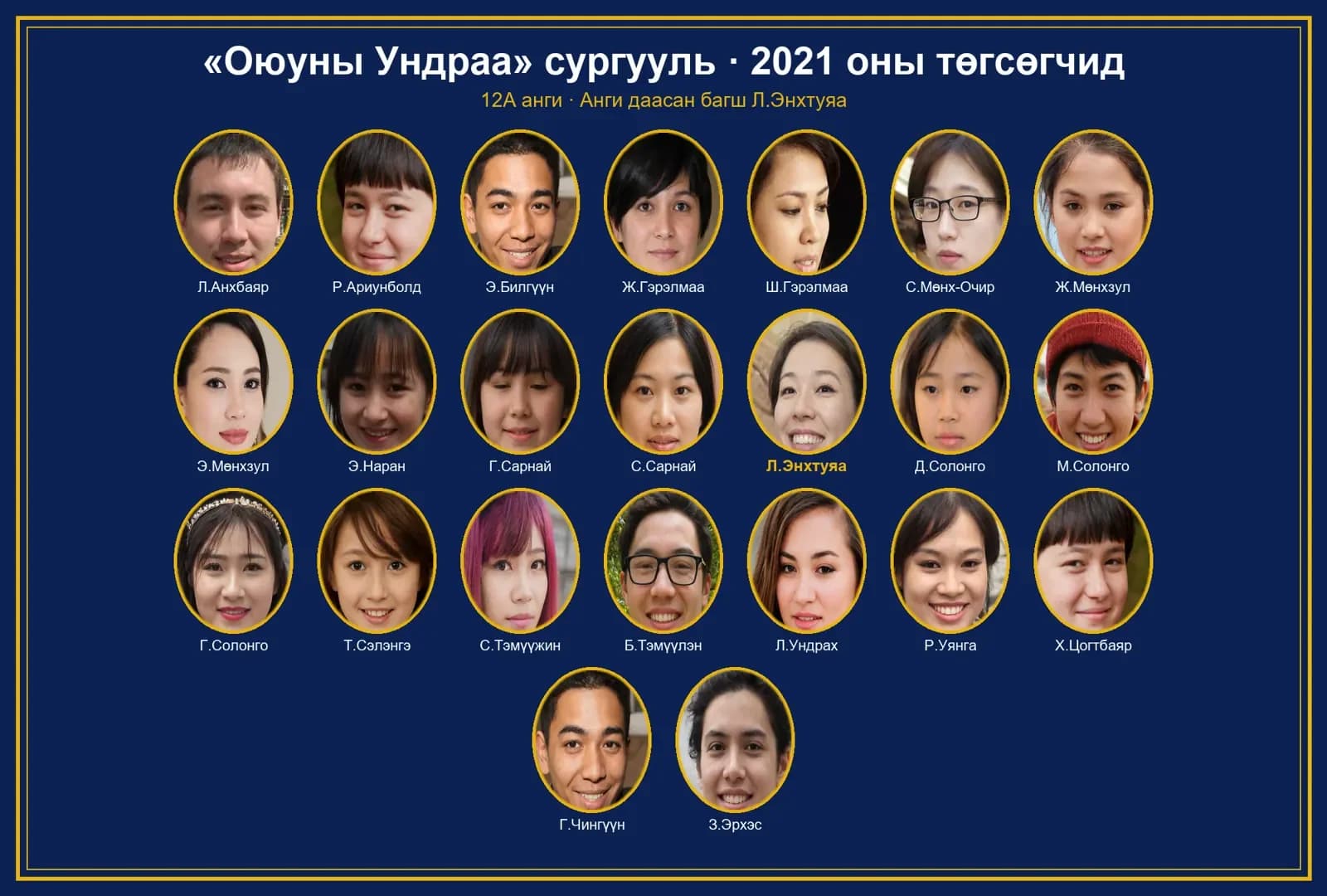2021 оны 12А ангийн төгсөлтийн зураг